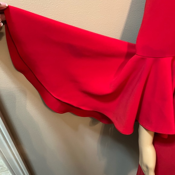 Boston Proper Red Flare Sleeves Off Shoulder Boho Hipster Chic SzM - Picture 4 of 10